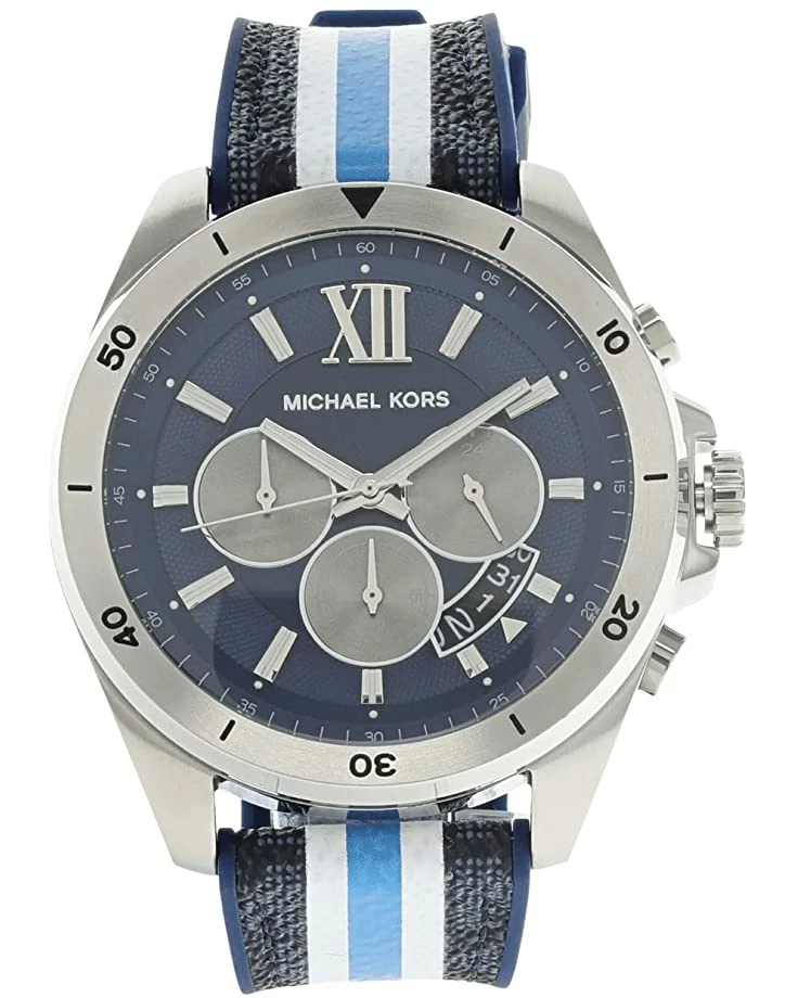 Outlet 🎁 Michael Kors MK8950 - Brecken Chronograph Silicone Strap with Admiral Blue PVC Inlay ⌚ Watch | Fashion ⌚ Watches 🌟 1 Outlet 🎁 Michael Kors MK8950 - Brecken Chronograph Silicone Strap with Admiral Blue PVC Inlay ⌚ Watch | Fashion ⌚ Watches 🌟