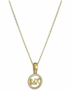 Top 10 🛒 Michael Kors Precious Metal-Plated Sterling Silver Pavé Logo Necklace | Necklaces 👏