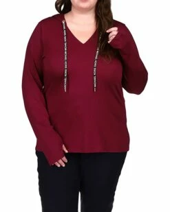 Outlet 🧨 MICHAEL Michael Kors Plus Size V-Neck Fitted Sweatshirt | 👕 Shirts & Tops ✨