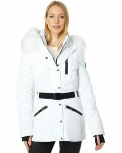 Deals ❤️ MICHAEL Michael Kors Active Belted Puffer with Faux Fur Trim Hood A421508F | 🧥 Coats & Outerwear 🥰