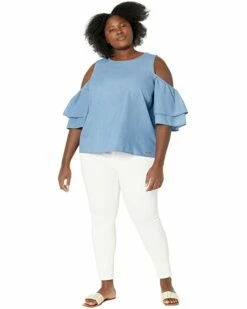 New 🔔 MICHAEL Michael Kors Plus Size Tencel Cold-Shoulder Ruffle Top | 👕 Shirts & Tops ⌛ -Outlet Michael Kors Store 61YkCz7ZdYL. AC SR736920