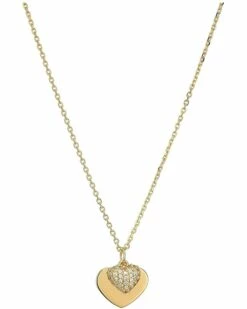 Best Sale 🎉 Michael Kors Precious Metal-Plated Sterling Silver Pavé Heart Necklace | Necklaces 💯