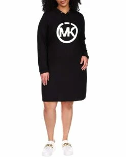 Buy 😍 MICHAEL Michael Kors Plus Size Long Sleeve Circle MK Logo Hoodie 👗 Dress | 👗 Dresses ✨