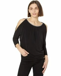 Cheap 👍 MICHAEL Michael Kors Petite Chain Neck Cold-Shoulder Top | 👚 Shirts & Tops 🎁