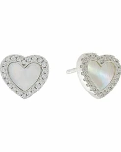 Buy 🎉 Michael Kors Kors Love Pave and Mother-of-Pearl Heart Earrings 🛒