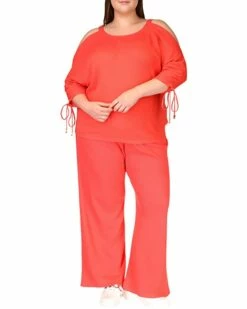 Cheapest 🎁 MICHAEL Michael Kors Plus Size Waffle Ruche Sleeve Top | 👚 Shirts & Tops 💯 -Outlet Michael Kors Store 61xhmr5LcrL. AC SR736920