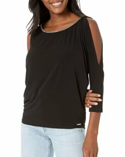 Best reviews of 🤩 MICHAEL Michael Kors Chain Neck Cold-Shoulder Top | 👚 Shirts & Tops 🥰 -Outlet Michael Kors Store 714MFljLcwL. AC SR736920
