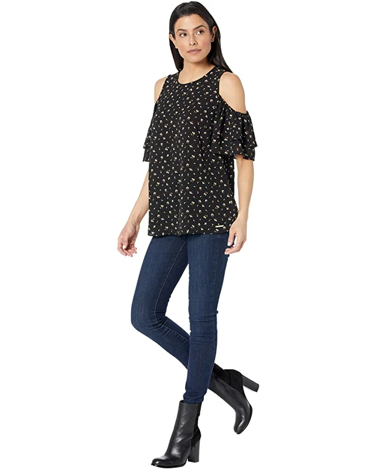 Best deal 🤩 MICHAEL Michael Kors Watercolor Ditsy Cold-Shoulder Top | 👕 Shirts & Tops 🔥 4 Best deal 🤩 MICHAEL Michael Kors Watercolor Ditsy Cold-Shoulder Top | 👕 Shirts & Tops 🔥 - Image 4