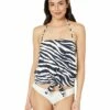 Best Sale ⭐ MICHAEL Michael Kors Reversible Zebra Tie Front Tankini | Swimwear ⌛