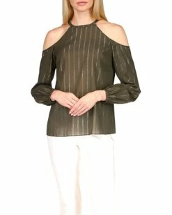 Best deal โ MICHAEL Michael Kors Metallic Stripe Cold-Shoulder Top | ๐ Shirts & Tops ๐