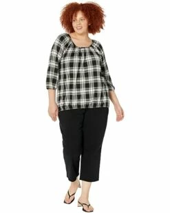 Best deal 🎉 MICHAEL Michael Kors Plus Size Buffalo Check Peasant Top | 👚 Shirts & Tops 👏 -Outlet Michael Kors Store 71L1FDLNzPL. AC SR736920
