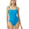 Discount 🎉 MICHAEL Michael Kors Logo Solid Square Neck One-Piece | Swimwear 😍