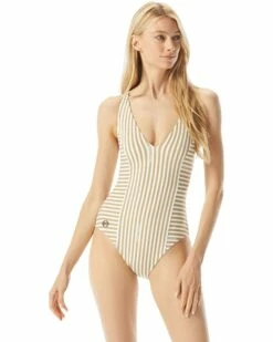 Discount 💯 MICHAEL Michael Kors Logo Stripe V-Neck One-Piece | Swimwear 🌟 -Outlet Michael Kors Store 71PUo e pRL. AC SR736920