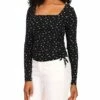 Flash Sale 🧨 MICHAEL Michael Kors Petite Floral Square Neck Ruched Long Sleeve Top | 👕 Shirts & Tops 🔔