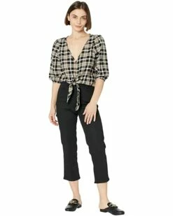 Cheap 🧨 MICHAEL Michael Kors Petite Yarn-Dye Flannel Tie Front Top | 👚 Shirts & Tops 🔔 -Outlet Michael Kors Store 71YKVTHWOxL. AC SR736920