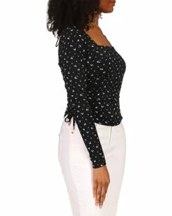 Flash Sale 🧨 MICHAEL Michael Kors Petite Floral Square Neck Ruched Long Sleeve Top | 👕 Shirts & Tops 🔔 -Outlet Michael Kors Store 71YaddXwkL. AC SR736920