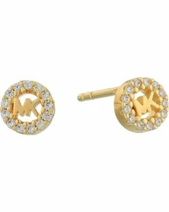 Wholesale 🔔 Michael Kors Precious Metal-Plated Sterling Silver Pavé Logo Studs Earrings 🔔