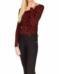 Coupon 🌟 MICHAEL Michael Kors Petite Lace Square Neck Ruched Long Sleeve Top | 👕 Shirts & Tops 🎁