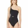 Top 10 ⌛ MICHAEL Michael Kors Logo Solids One Shoulder One-Piece | Swimwear ✨