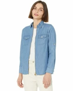 Deals 🔥 MICHAEL Michael Kors Petite Tencel 🐶 Dog Tag Top | 👚 Shirts & Tops 🌟