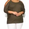 Cheapest 🎁 MICHAEL Michael Kors Plus Size Waffle Ruche Sleeve Top | 👚 Shirts & Tops 💯