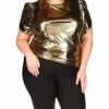 Promo 🧨 MICHAEL Michael Kors Plus Size Foil Jersey Petal Sleeve Top | 👚 Shirts & Tops 😀