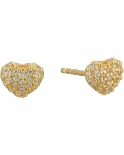 Coupon 😀 Michael Kors Precious Metal-Plated Sterling Silver Pavé Heart Studs Earrings 🧨