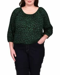 Cheapest 🧨 MICHAEL Michael Kors Plus Size Mega Cheetah Peasant Top | 👚 Shirts & Tops ⭐