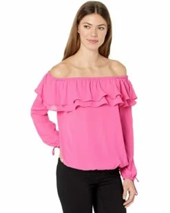 Deals 🌟 MICHAEL Michael Kors Ruffle Peasant Top | 👚 Shirts & Tops 💯 -Outlet Michael Kors Store 71yBQkDZWmL. AC SR736920