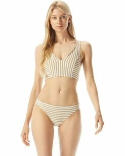 Promo ⭐ MICHAEL Michael Kors Logo Stripe V-Neck Crop Top | Swimwear 🎉 -Outlet Michael Kors Store 71yLgd CIL. AC SR736920