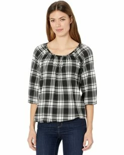 New 🎁 MICHAEL Michael Kors Buffalo Check Peasant Top | 👚 Shirts & Tops 🛒