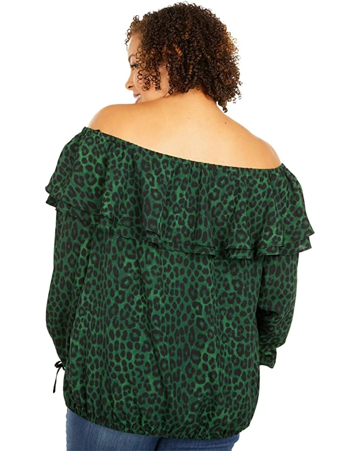 Deals 🛒 MICHAEL Michael Kors Plus Size Mega Cheetah Ruffle Peasant Top | 👚 Shirts & Tops ⭐ 3 Deals 🛒 MICHAEL Michael Kors Plus Size Mega Cheetah Ruffle Peasant Top | 👚 Shirts & Tops ⭐ - Image 3