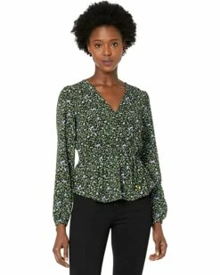 Best reviews of ❤️ MICHAEL Michael Kors Floral Long Sleeve Wrap Top | 👕 Shirts & Tops 😉
