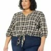 Best Pirce ❤️ MICHAEL Michael Kors Plus Size Yarn-Dye Flannel Tie Front Top | 👚 Shirts & Tops 👏