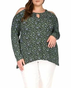 Coupon 👏 MICHAEL Michael Kors Plus Size Floral Cold-Shoulder Top | 👚 Shirts & Tops 🤩