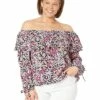 Outlet 🧨 MICHAEL Michael Kors Plus Size Floral Ruffle Peasant Top | 👕 Shirts & Tops 🎁