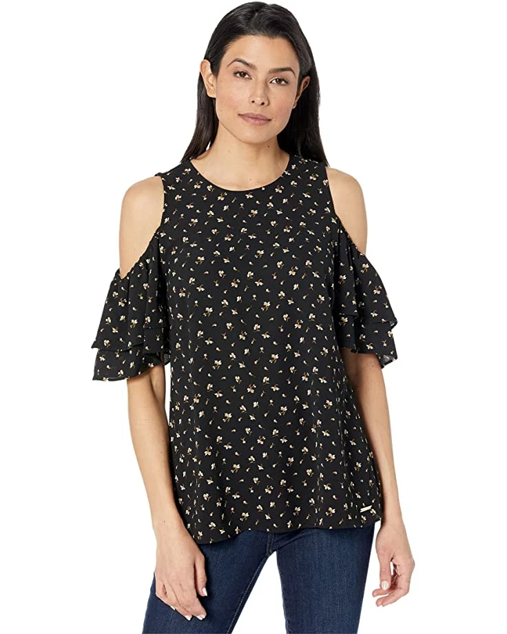 Best deal 🤩 MICHAEL Michael Kors Watercolor Ditsy Cold-Shoulder Top | 👕 Shirts & Tops 🔥 1 Best deal 🤩 MICHAEL Michael Kors Watercolor Ditsy Cold-Shoulder Top | 👕 Shirts & Tops 🔥