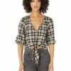 Cheap 🔔 MICHAEL Michael Kors Yarn-Dye Flannel Tie Front Top | 👚 Shirts & Tops 😉