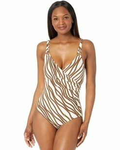 Deals 🛒 MICHAEL Michael Kors Diagonal Belt Print Logo Ring Surplus One-Piece | Swimwear ✔️