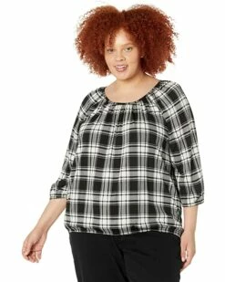 Best deal ๐ MICHAEL Michael Kors Plus Size Buffalo Check Peasant Top | ๐ Shirts & Tops ๐