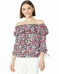 Budget โค๏ธ MICHAEL Michael Kors Petite Floral Ruffle Peasant Top | ๐ Shirts & Tops ๐