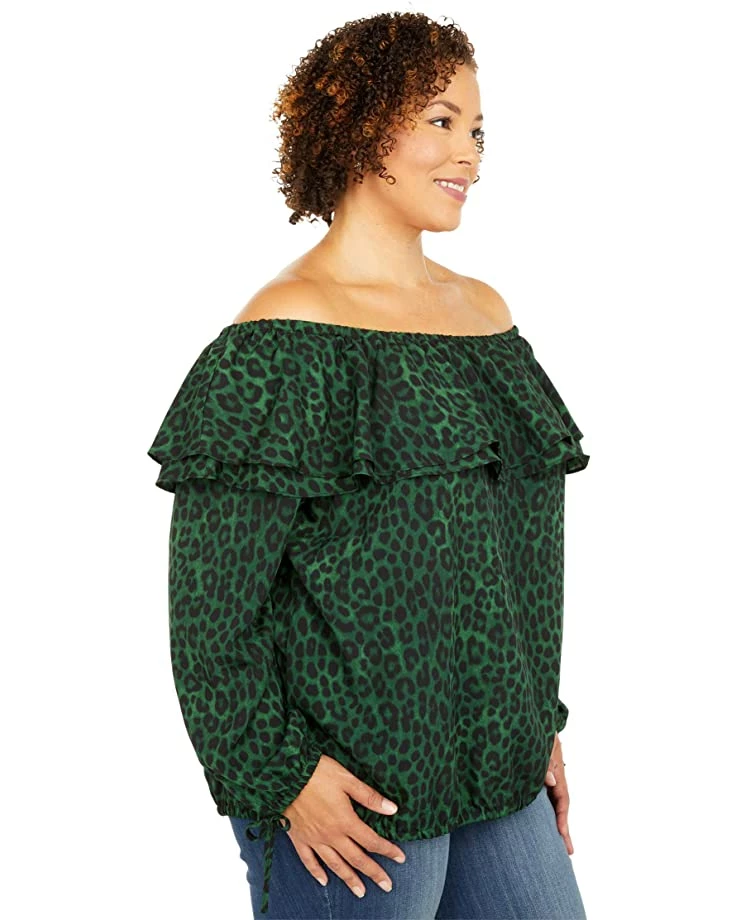 Deals 🛒 MICHAEL Michael Kors Plus Size Mega Cheetah Ruffle Peasant Top | 👚 Shirts & Tops ⭐ 4 Deals 🛒 MICHAEL Michael Kors Plus Size Mega Cheetah Ruffle Peasant Top | 👚 Shirts & Tops ⭐ - Image 4