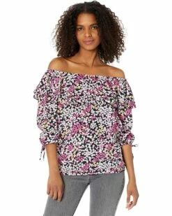 Budget 🛒 MICHAEL Michael Kors Floral Ruffle Peasant Top | 👕 Shirts & Tops 🔥