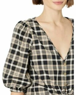 Cheap 🧨 MICHAEL Michael Kors Petite Yarn-Dye Flannel Tie Front Top | 👚 Shirts & Tops 🔔 -Outlet Michael Kors Store 91LbZV6Eu2L. AC SR736920