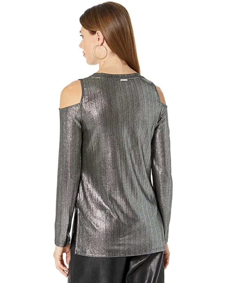 Discount ๐ MICHAEL Michael Kors Foil Rib Long Sleeve Cold-Shoulder Top | ๐ Shirts & Tops ๐ 2 Discount ๐ MICHAEL Michael Kors Foil Rib Long Sleeve Cold-Shoulder Top | ๐ Shirts & Tops ๐ - Image 2