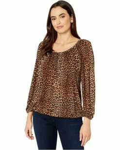 Brand new ✔️ MICHAEL Michael Kors Core Per Leopard Peasant Top | 👕 Shirts & Tops ✨