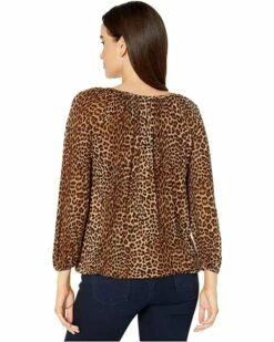 Brand new ✔️ MICHAEL Michael Kors Core Per Leopard Peasant Top | 👕 Shirts & Tops ✨ -Outlet Michael Kors Store 91oal WlSDL. AC SR736920