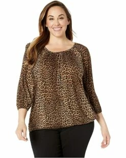 Wholesale ๐ฅฐ MICHAEL Michael Kors Plus Size Leopard Peasant Top | ๐ Shirts & Tops โจ
