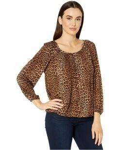 Brand new ✔️ MICHAEL Michael Kors Core Per Leopard Peasant Top | 👕 Shirts & Tops ✨ -Outlet Michael Kors Store 91tKfc4k9LL. AC SR736920